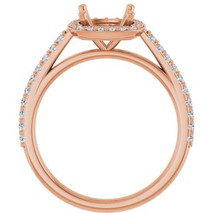 14K Rose 7x7 mm Cushion 1/4 CTW Lab-Grown Diamond Semi-Set Engagement Ring