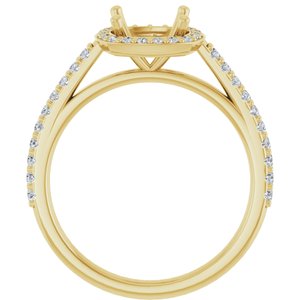 14K Yellow 7x7 mm Cushion 1/4 CTW Lab-Grown Diamond Semi-Set Engagement Ring