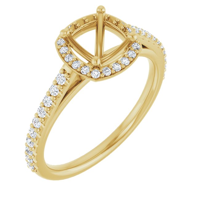 14K Yellow 6x6 mm Cushion 1/4 CTW Lab-Grown Diamond Semi-Set Engagement Ring