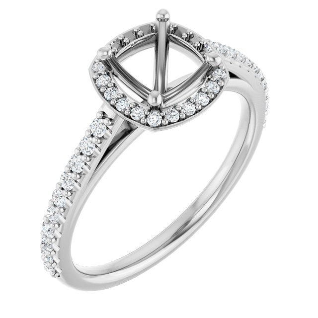 14K White 6x6 mm Cushion 1/4 CTW Lab-Grown Diamond Semi-Set Engagement Ring