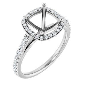 14K White 8x8 mm Cushion 1/4 CTW Lab-Grown Diamond Semi-Set Engagement Ring