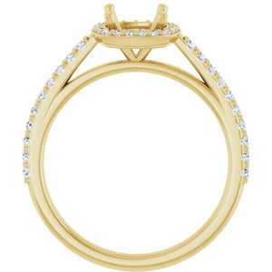 14K Yellow 6x6 mm Cushion 1/4 CTW Lab-Grown Diamond Semi-Set Engagement Ring