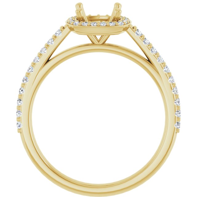 14K Yellow 6x6 mm Cushion 1/4 CTW Lab-Grown Diamond Semi-Set Engagement Ring