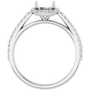 14K White 6x6 mm Cushion 1/4 CTW Lab-Grown Diamond Semi-Set Engagement Ring