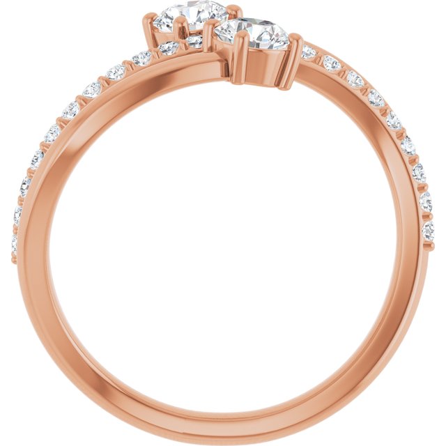 14K Rose 3/4 CTW Lab-Grown Diamond Two-Stone Ring