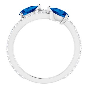 14K White Lab-Grown Blue Sapphire & 1/3 CTW Natural Diamond Ring