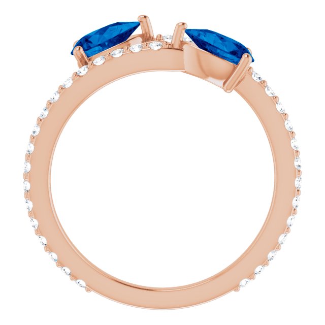 14K Rose Lab-Grown Blue Sapphire & 1/3 CTW Natural Diamond Ring