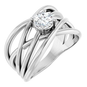 14K White 1/2 CT Lab-Grown Diamond Criss-Cross Ring