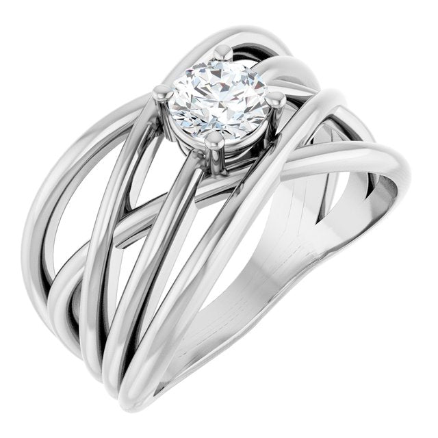 14K White 1/2 CT Lab-Grown Diamond Criss-Cross Ring