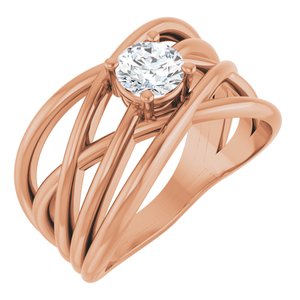 14K Rose 1/2 CT Lab-Grown Diamond Criss-Cross Ring