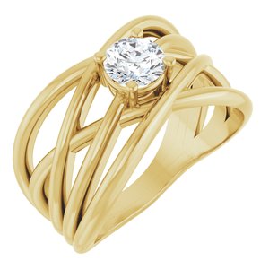 14K Yellow 1/2 CT Lab-Grown Diamond Criss-Cross Ring
