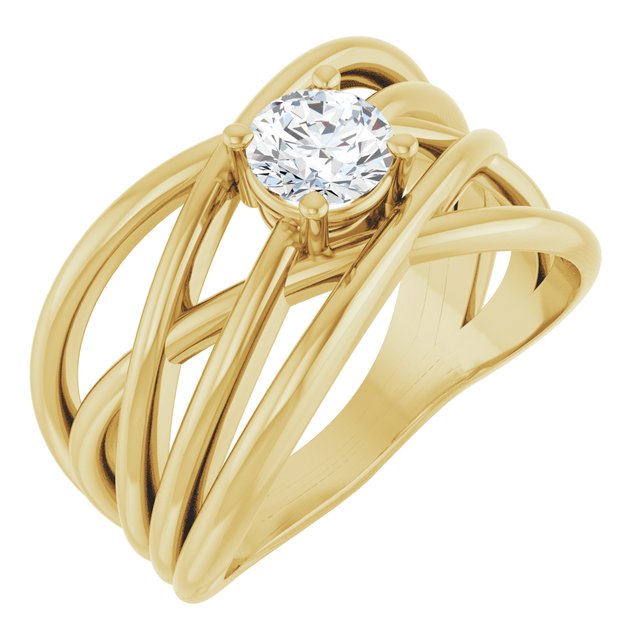14K Yellow 1/2 CT Lab-Grown Diamond Criss-Cross Ring
