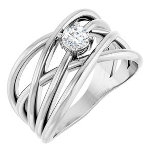 14K White 1/4 CT Lab-Grown Diamond Criss-Cross Ring