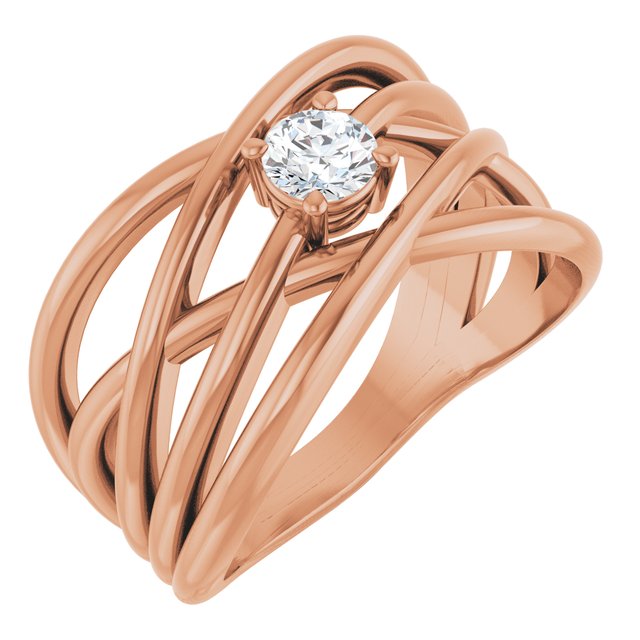 14K Rose 1/4 CT Lab-Grown Diamond Criss-Cross Ring
