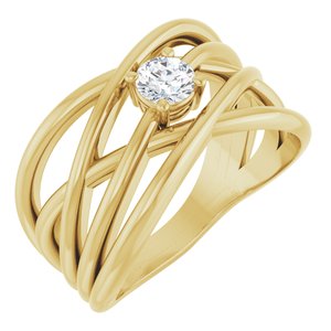 14K Yellow 1/4 CT Lab-Grown Diamond Criss-Cross Ring