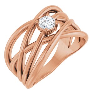 14K Rose 1/4 CT Lab-Grown Diamond Criss-Cross Ring