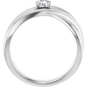 14K White 1/4 CT Lab-Grown Diamond Criss-Cross Ring