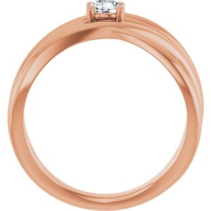 14K Rose 1/4 CT Lab-Grown Diamond Criss-Cross Ring