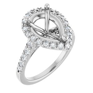 Platinum 12 x 8 mm Pear 5/8 CTW Lab-Grown Diamond Semi-Set Engagement Ring