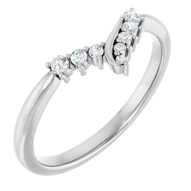 14K White 1/8 CTW Lab-Grown Diamond Contour Band
