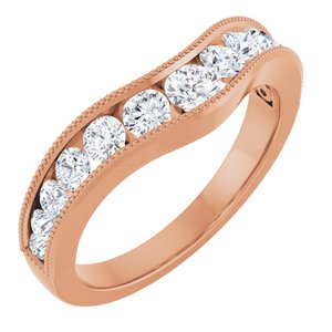 14K Rose 3/4 CTW Lab-Grown Diamond Contour Band