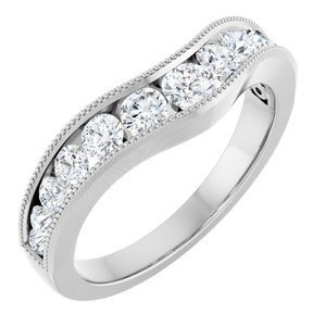 14K White 3/4 CTW Lab-Grown Diamond Contour Band