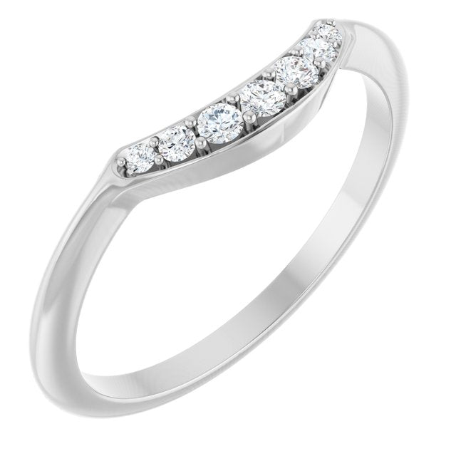 14K White 1/8 CTW Lab Grown Diamond Contour Band