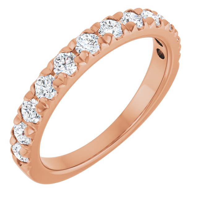 14K Rose 3/4 CTW Lab-Grown Diamond French-Set Anniversary Band