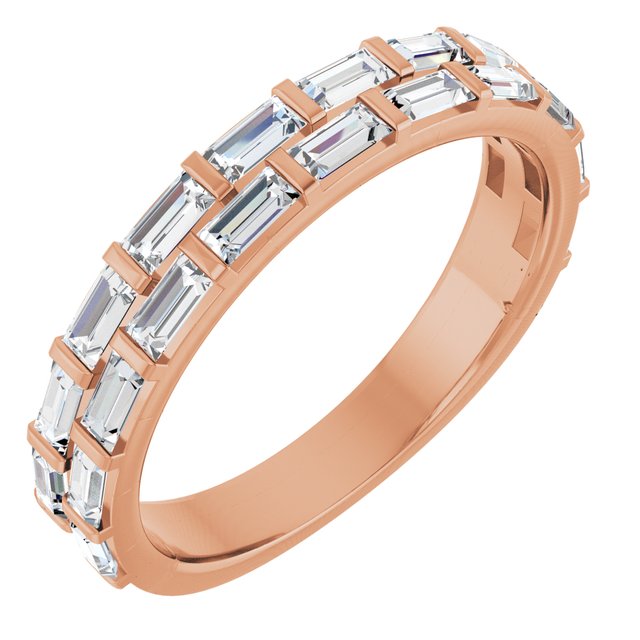 14K Rose 7/8 CTW Lab-Grown Diamond Double Row Anniversary Band