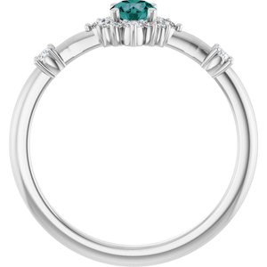 Platinum Lab-Grown Alexandrite & 1/6 CTW Natural Diamond Halo-Style Ring