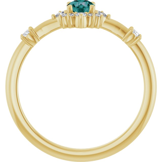 14K Yellow Lab-Grown Alexandrite & 1/6 CTW Natural Diamond Halo-Style Ring