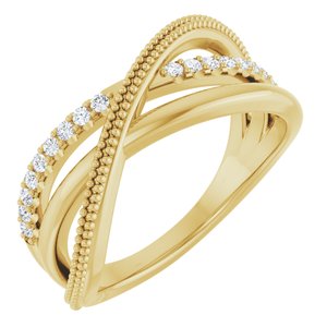14K Yellow 1/5 CTW Lab-Grown Diamond Criss-Cross Ring