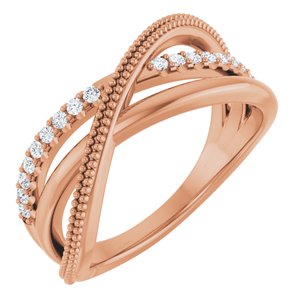 14K Rose 1/5 CTW Lab-Grown Diamond Criss-Cross Ring