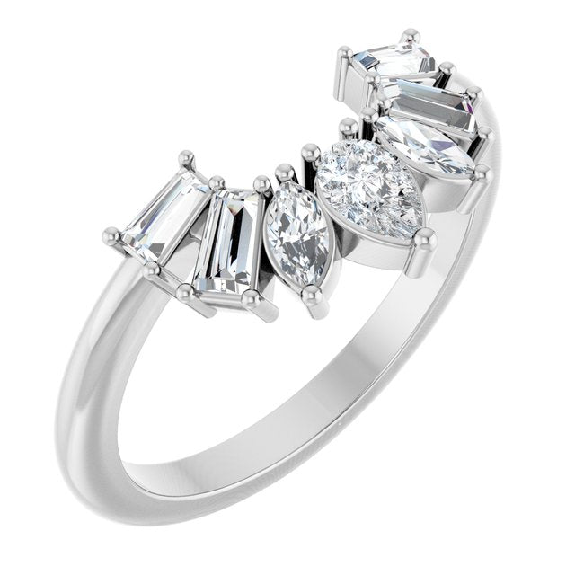 14K White 1/2 CTW Lab-Grown Diamond Contour Band