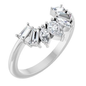 14K White 1/2 CTW Lab-Grown Diamond Contour Band