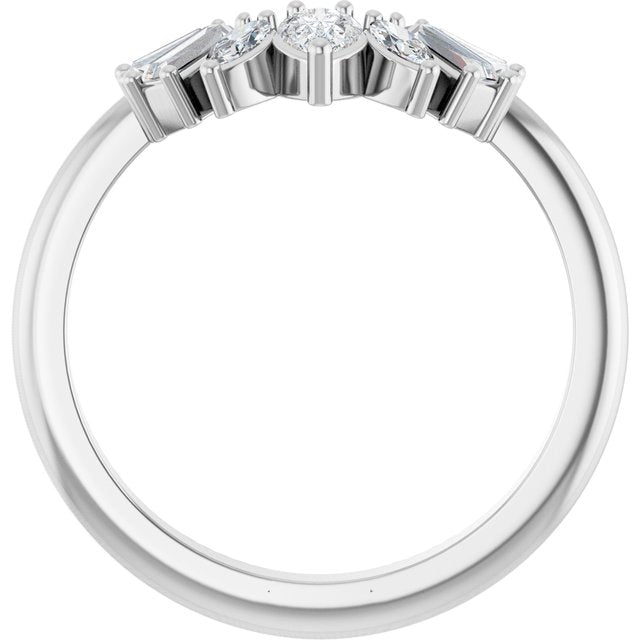 14K White 1/2 CTW Lab-Grown Diamond Contour Band