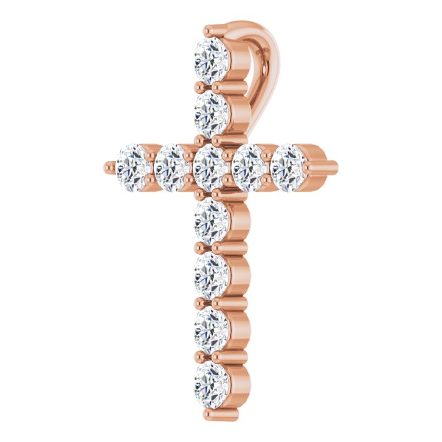 14K Rose 1/4 CTW Lab-Grown Diamond Cross Pendant