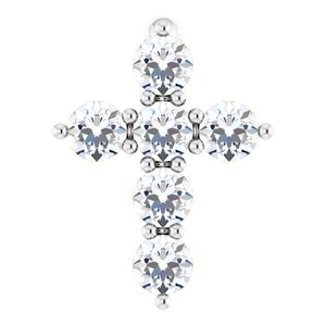 14K White 1/6 CTW Lab-Grown Diamond Cross Pendant