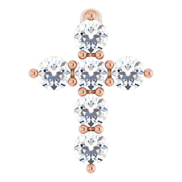 14K Rose 1/6 CTW Lab-Grown Diamond Cross Pendant