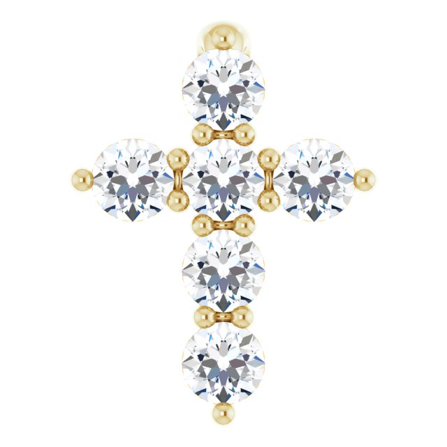 14K Yellow 1/6 CTW Lab-Grown Diamond Cross Pendant