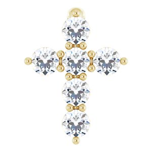 14K Yellow 1/6 CTW Lab-Grown Diamond Cross Pendant