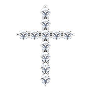 14K White 1/4 CTW Lab-Grown Diamond Cross Pendant