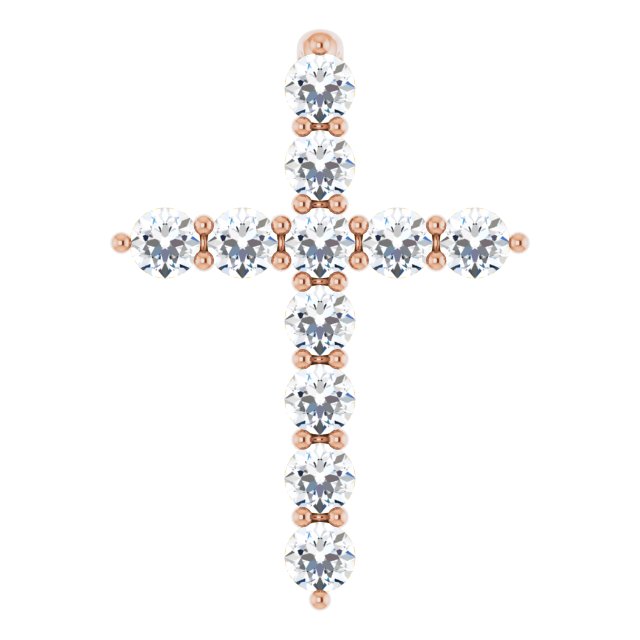 14K Rose 1/4 CTW Lab-Grown Diamond Cross Pendant