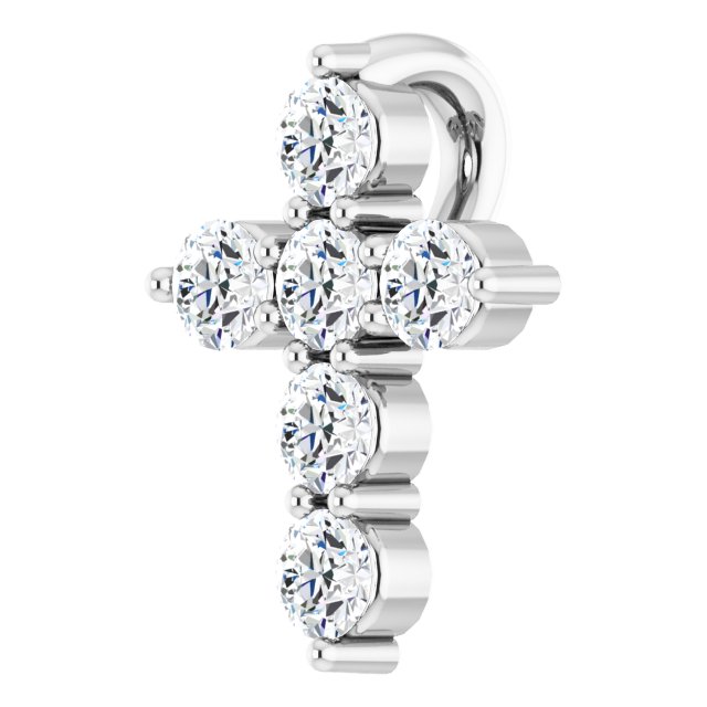 14K White 1/6 CTW Lab-Grown Diamond Cross Pendant