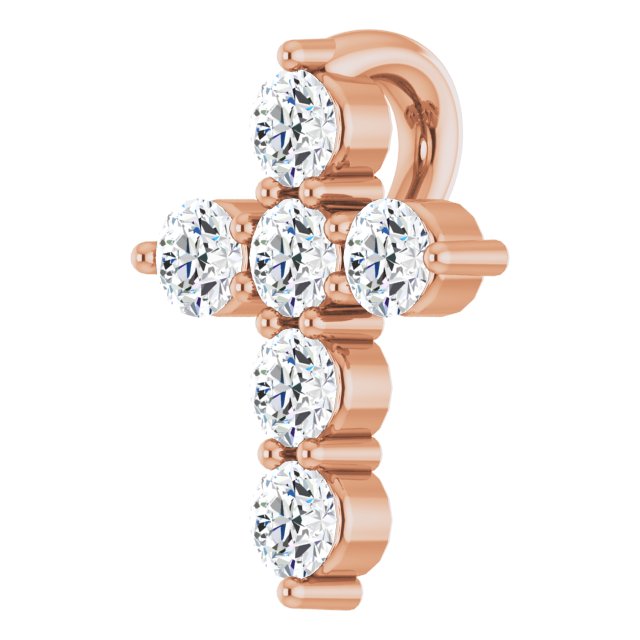 14K Rose 1/6 CTW Lab-Grown Diamond Cross Pendant