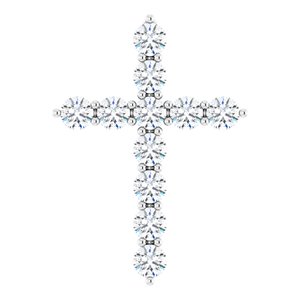 14K White 3/8 CTW Lab-Grown Diamond Cross Pendant