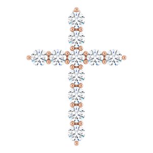 14K Rose 3/8 CTW Lab-Grown Diamond Cross Pendant