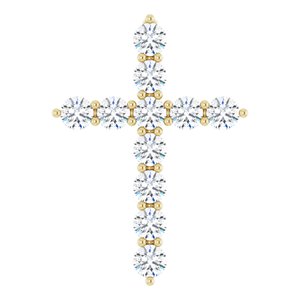 14K Yellow 3/8 CTW Lab-Grown Diamond Cross Pendant