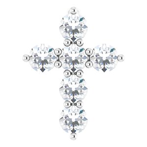 14K White 1/4 CTW Lab-Grown Diamond Cross Pendant