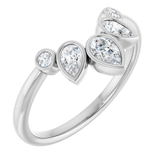 Platinum 3/8 CTW Lab-Grown Diamond Bezel-Set Contour Band